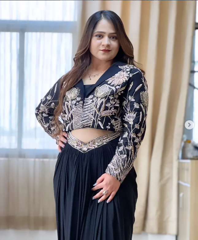 Black Embroidered Indo-Western Co-ord Set